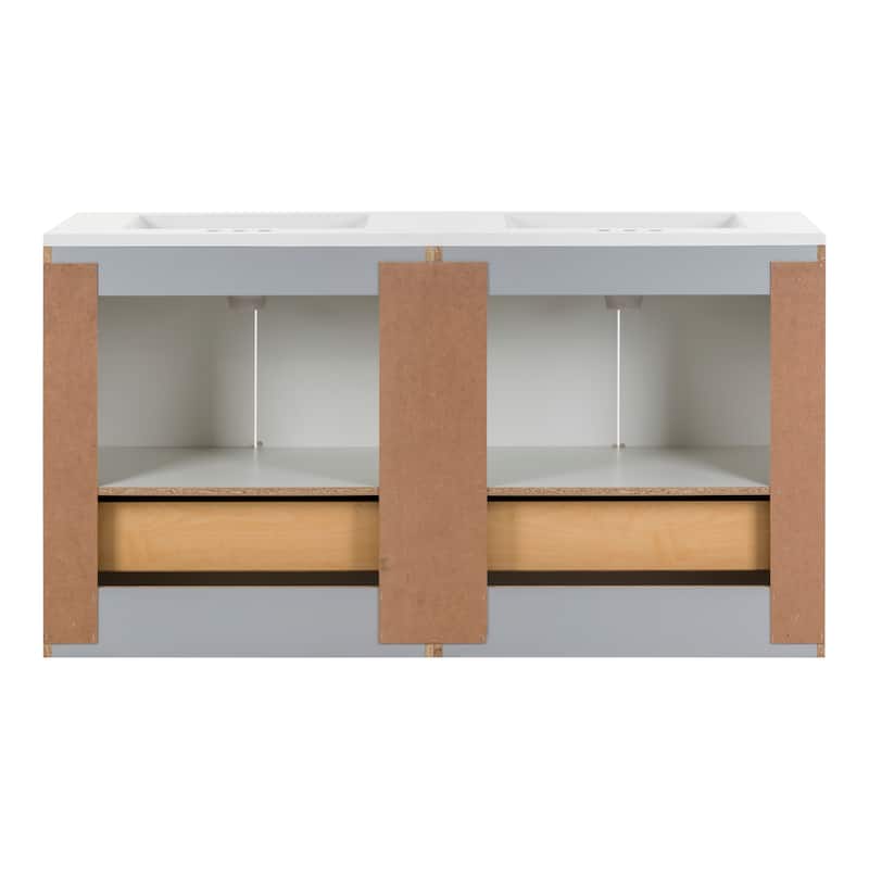 Spring Mill Cabinets Emlyn 60.5" Double Bathroom Vanity With Drawers and White Sink Top