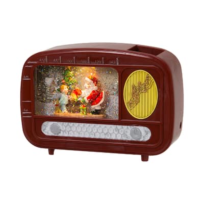 Christmas Holiday Vintage Radio Snow Globe with Santa - N/A