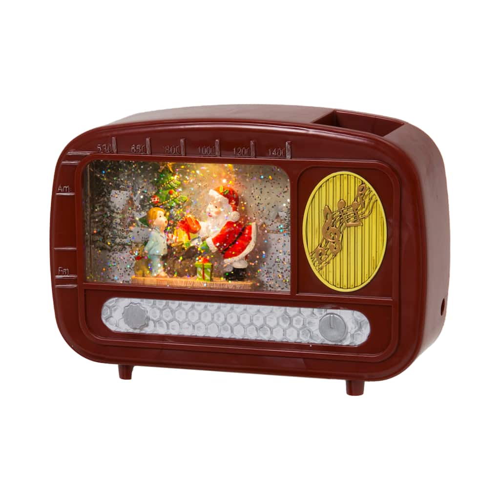 Christmas Holiday Vintage Radio Snow Globe with Santa