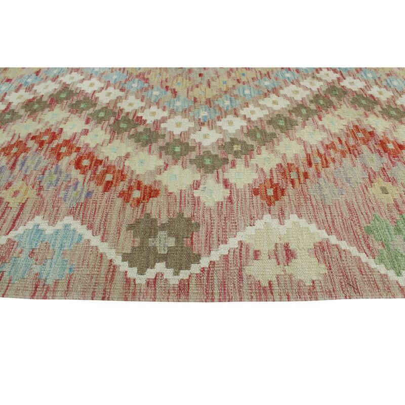Sun Faded Flatweave Saul Brown/Red Rug - 6'7" x 9'7"