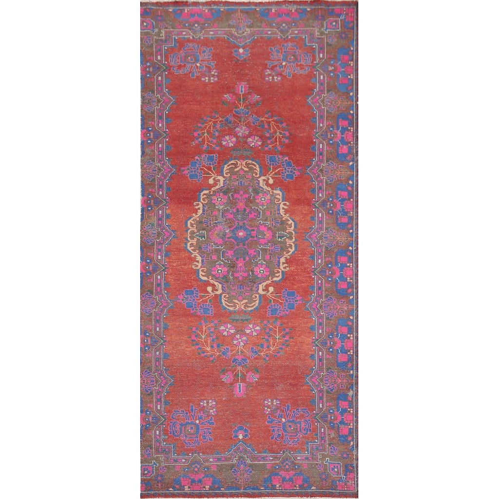 Hand Knotted Oriental 100% Wool Carpet Traditional Medallion Red Tabriz Runner Rug - 10' 4'' X 4' 4''