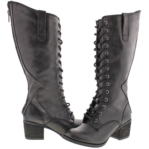 women's lace up tall combat boots