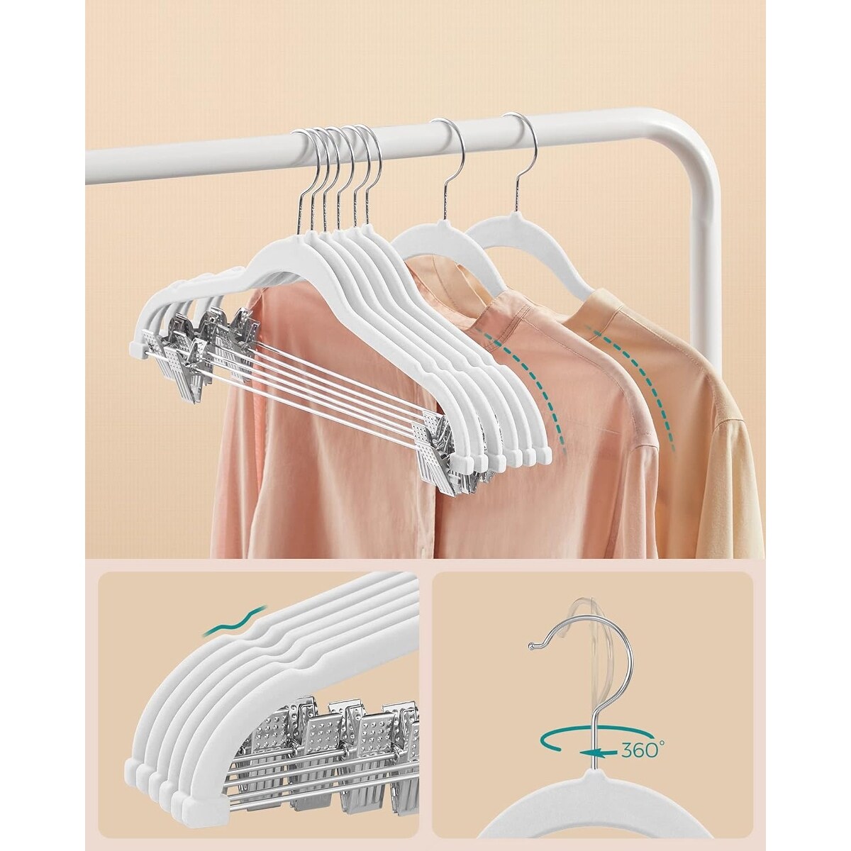SONGMICS 30 Packs Velvet Hangers Skirt Pants Hangers with