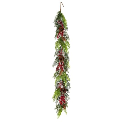 National Tree Company 5 ft. Artificial Christmas Joy Garland with Red Berries - 5 ft