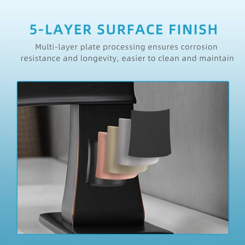 Sink Faucet With Deck Plate Waterfall ORB with Pop Up Drain and Supply for Sink 1 Hole One Handle Faucets Vanity Bath Mixer Tap
