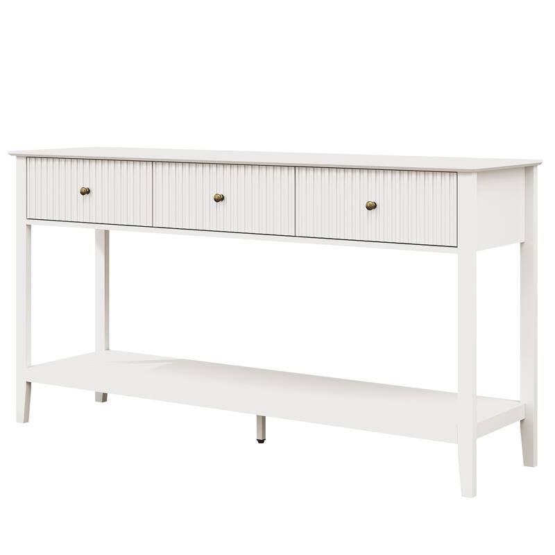 Fluted Console Table with 3 Drawers