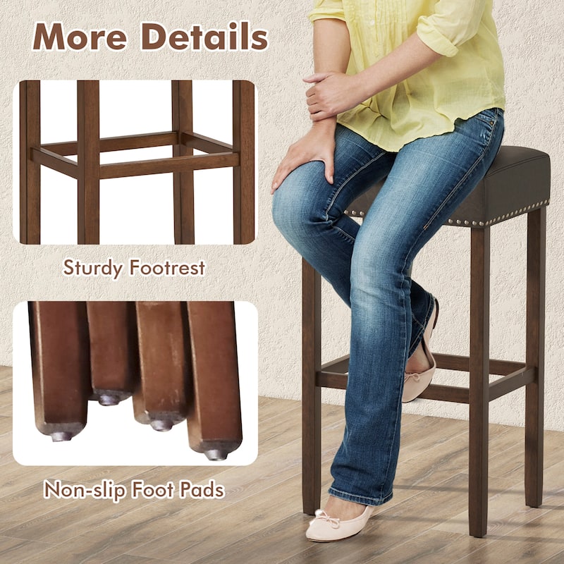 Gymax 4PCS 29.5'' Bar Stool Set Counter Height Saddle Stools with