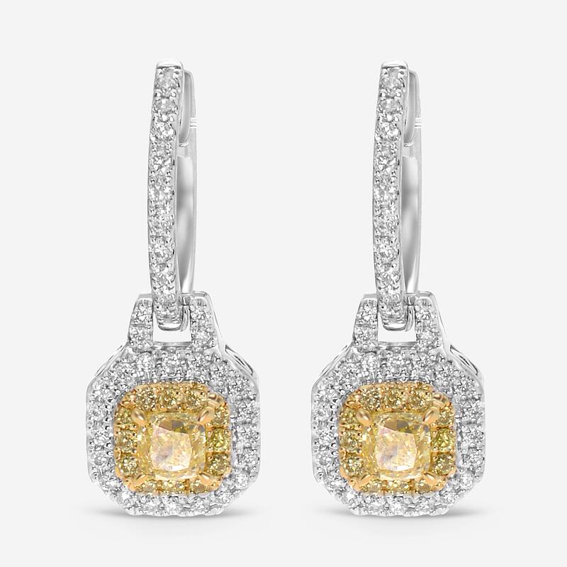 Gregg Ruth 14K White Gold, Diamond and Pavé Diamonds Drop Earrings - 3/8" x 5/16"