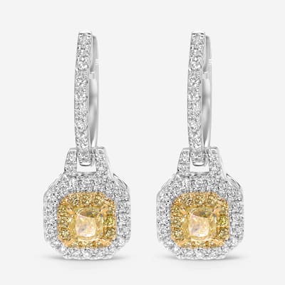 Gregg Ruth 14K White Gold, Diamond and Pavé Diamonds Drop Earrings - 3/8" x 5/16"