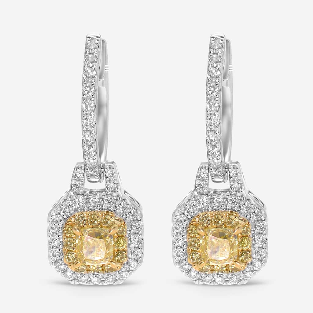 Gregg Ruth 14K White Gold, Diamond and Pavé Diamonds Drop Earrings - 3/8" x 5/16"