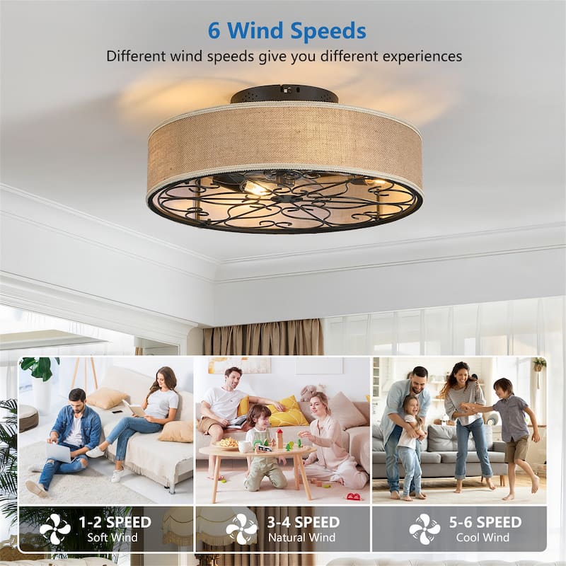 20" Bladeless Caged Ceiling Fan with Light