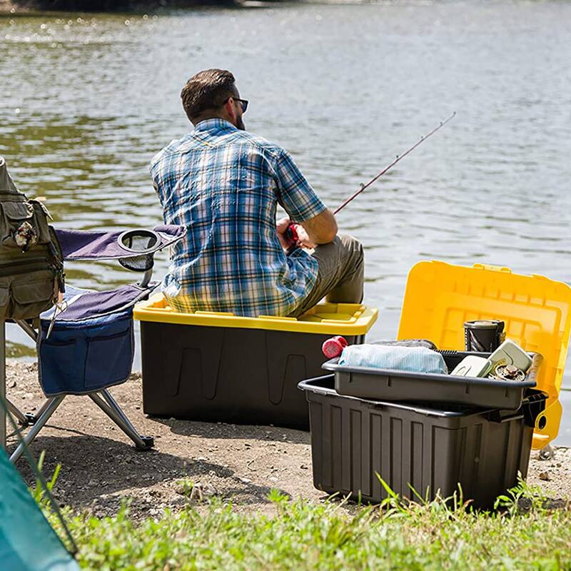 Homz Durabilt Heavy Duty 27 Gallon Plastic Organizer Storage Bin Tote (2 Pack) - 8.12
