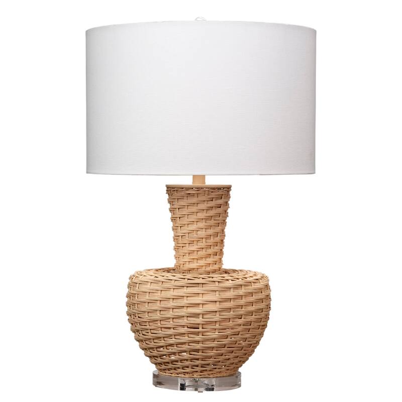 Jamie Young Portobello Rattan Table Lamp with Linen Shade