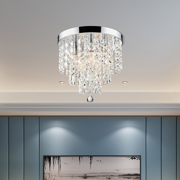 CO-Z 11" 5-light Flush Mount Crystal Chandelier Ceiling Light - Chrome