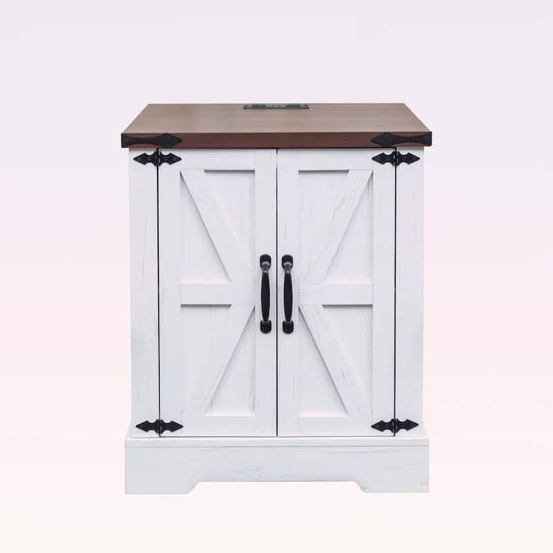 Farmhouse End Table with Charging Station