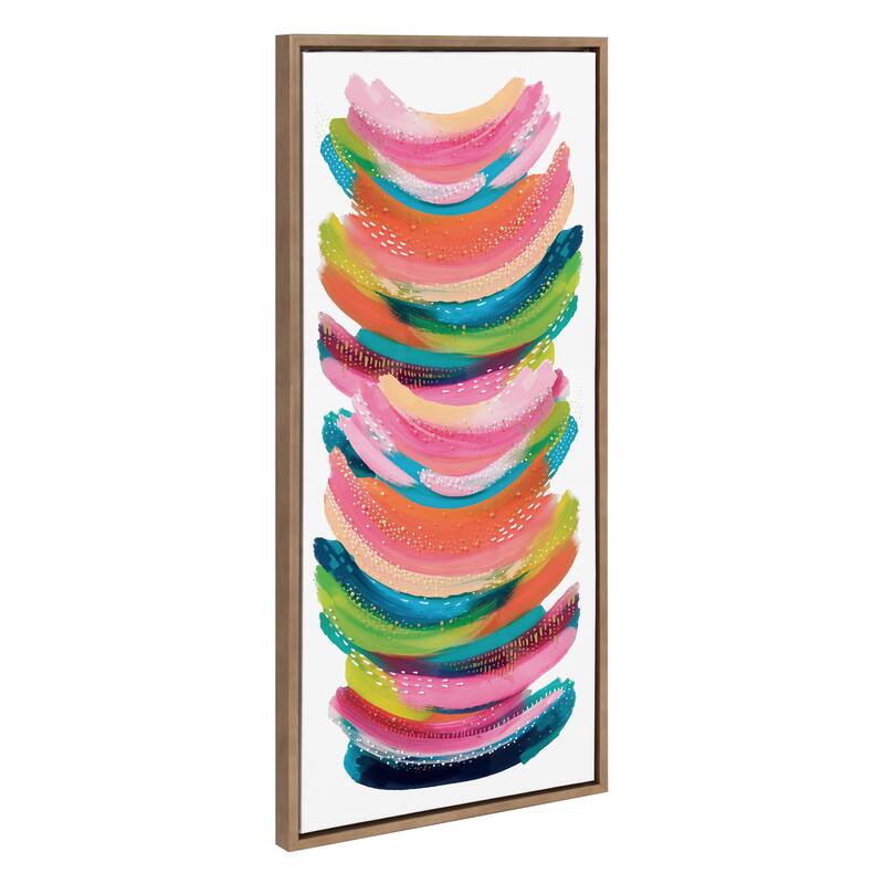 Kate and Laurel Sylvie Bright Abstract Framed Canvas By Jessi Raulet - 18x40 - Plastic - Gold
