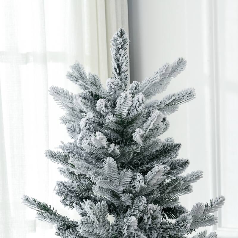 6ft Snow-Dusted Pencil Christmas Tree with Realistic Branches and Steel Base
