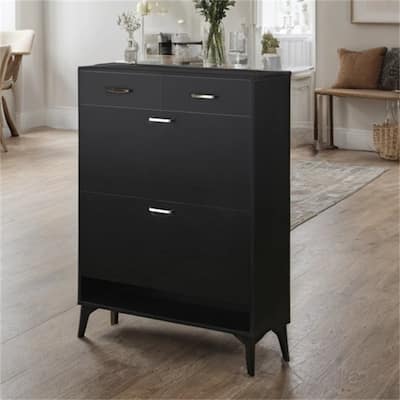 FreeStanding Shoe Cabinet with 2 Flip Drawers and Handles for Entryway