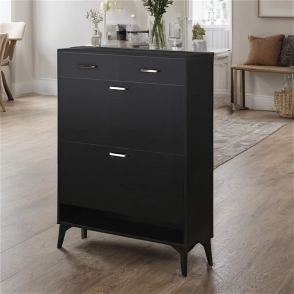 FreeStanding Shoe Cabinet with 2 Flip Drawers and Handles for Entryway