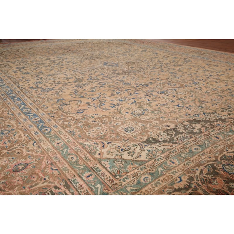 Traditional Mashad Vintage Persian Rug Hand-Knotted Wool Carpet - 9'8" x 12'5"
