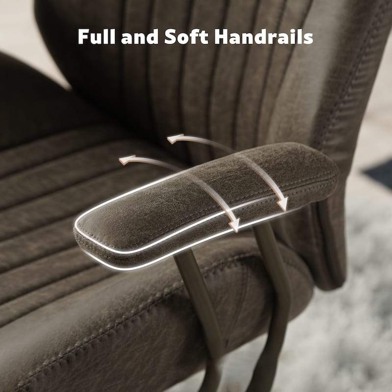 XIZZI Vintage Suede Fabric Office Chair with Armrests and Swivel Base