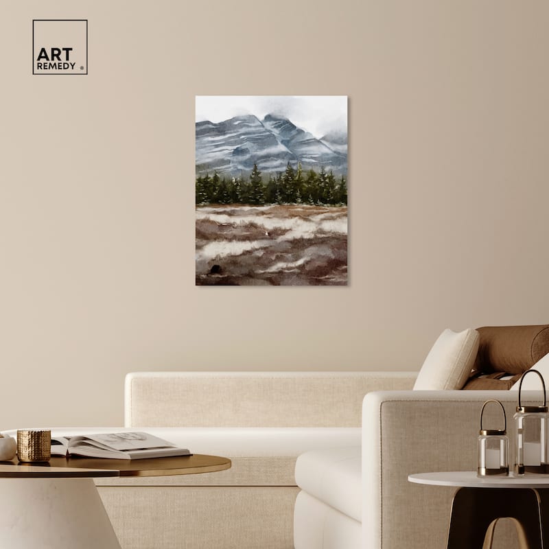 Art Remedy February Rocks Landscape Gallery Wrapped Landscape 1 Piece Canvas Wall Art Watercolor Style