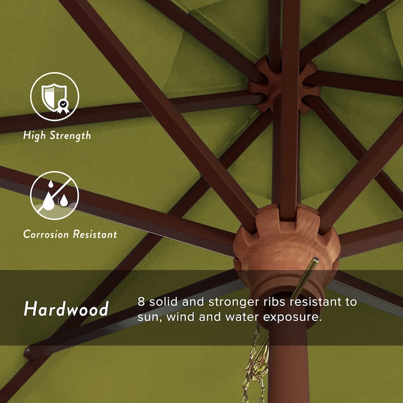 Port Lavaca 7.5ft Round Sunbrella Wooden Patio Umbrella by Havenside Home, Base Not Included