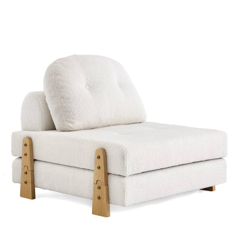 Christopher Knight Home - Lunessa Modern Upholstered Folding Ottoman with Backrest and Convertible Sleeper Design