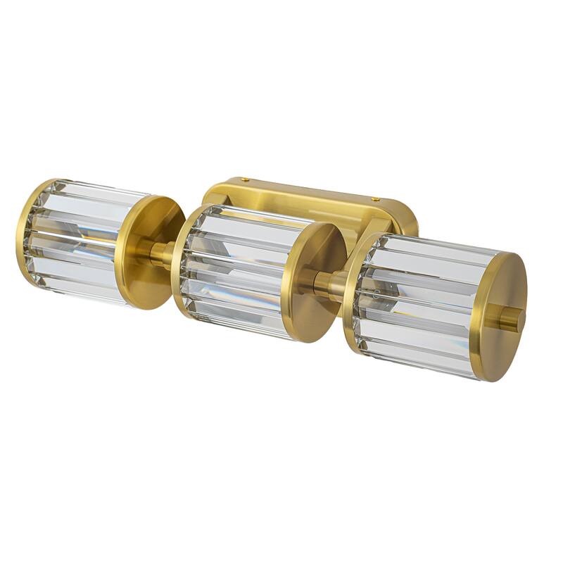 Modern Gold LED Vanity Wall Sconce Crystal Bathroom Light 3-Light