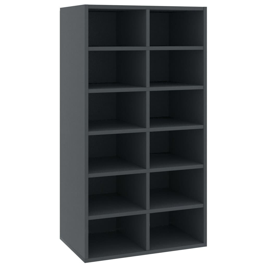 grey wooden shoe rack
