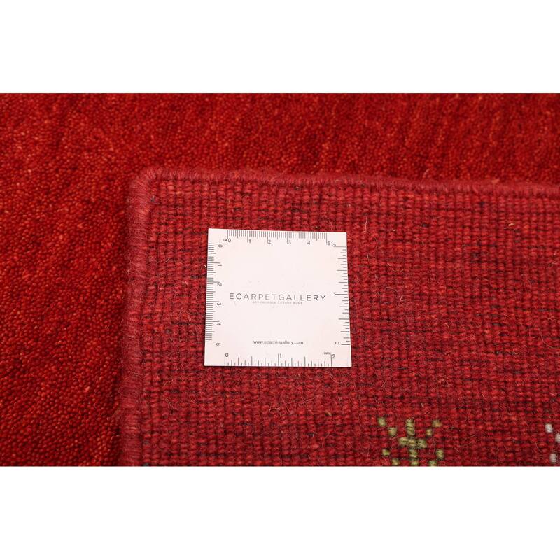 ECARPETGALLERY Hand Loomed Kashkuli Gabbeh Red Wool Rug - 5'0 x 7'9