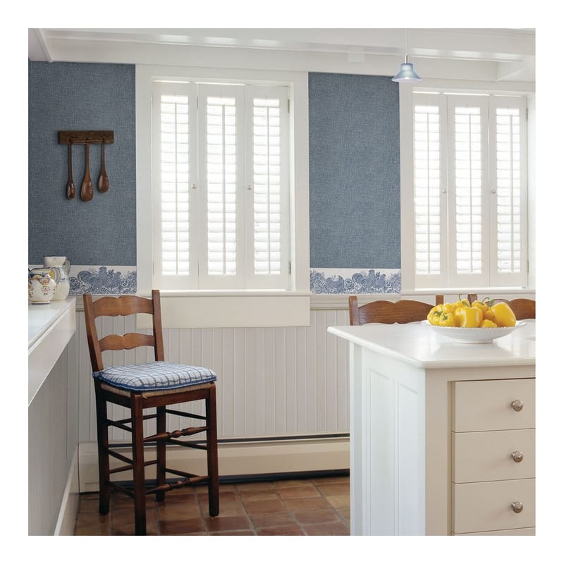Chesapeake Waylon Denim Faux Fabric Wallpaper - 20.5 x 396 x 0.025