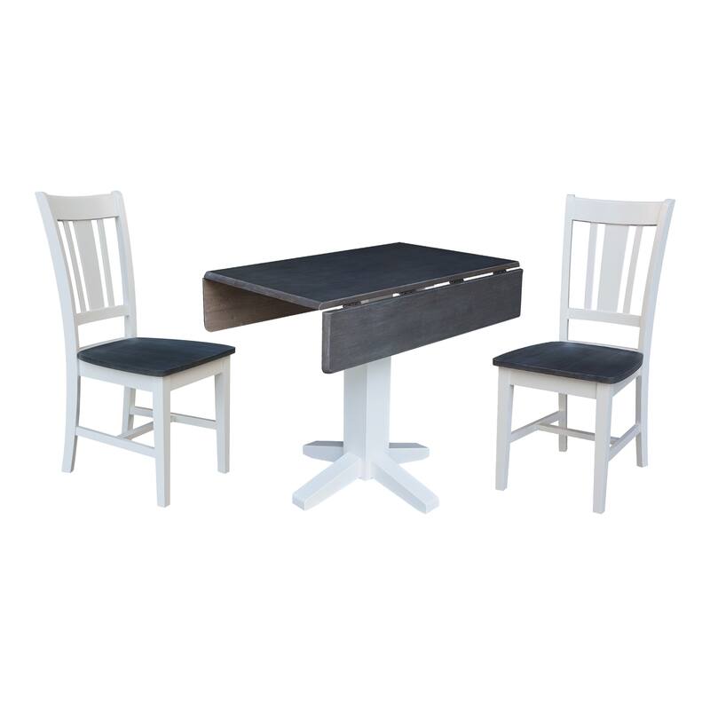 36" Solid Wood Square Dual Drop Leaf Dining Table with 2 Dining Chairs