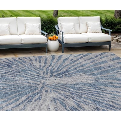 HomeRoots Abstract Transitional Rectangle Outdoor Rug