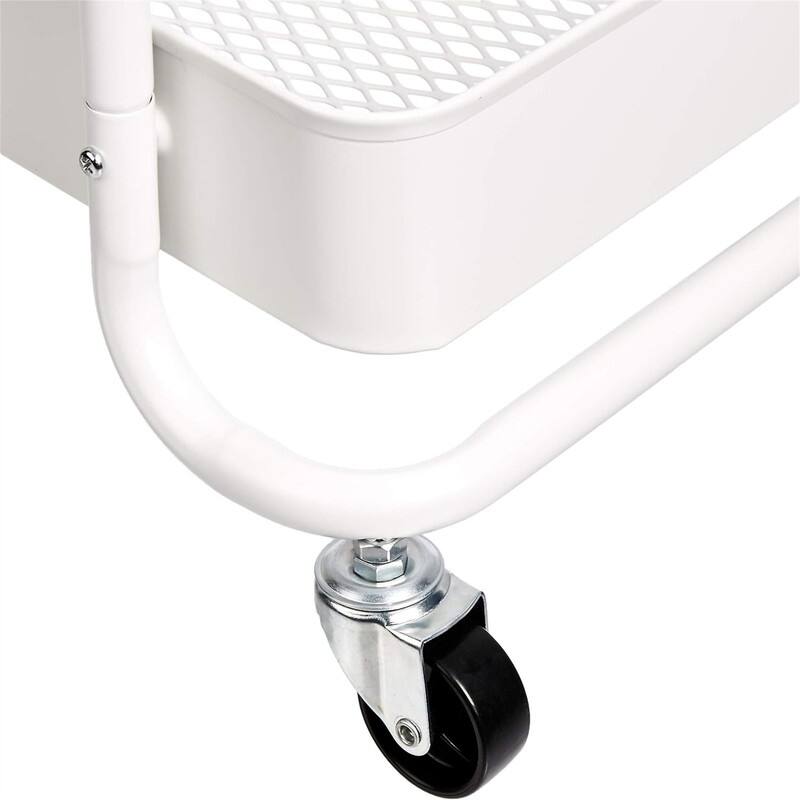2 Tier Metal Kitchen/Utility Cart with Shelf White - 17.05"D x 31.02"W x 13.35"H