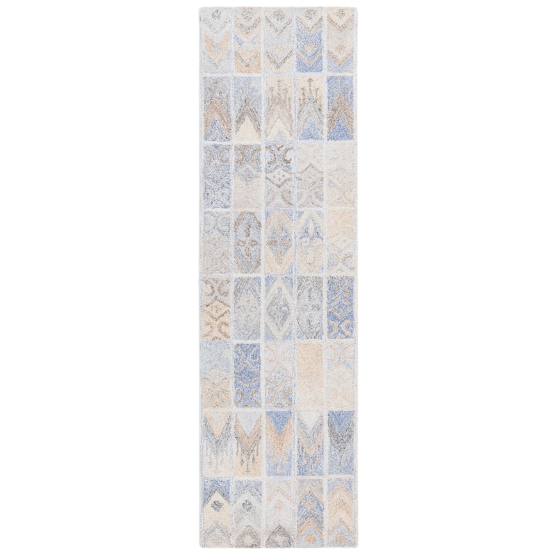SAFAVIEH Handmade Abstract Ockeline Modern Rug - 2'3" x 8' Runner - Blue/Rust