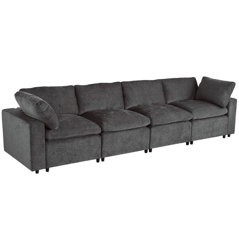 Upholstered Modular Sofa with Storage Space and USB Charge Ports, Sectional sofa Recliner Sofa with Wireless Charging