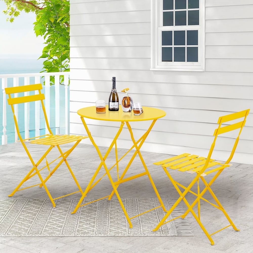 Outdoor 3-Piece Bistro Set, Foldable Patio Dining Sets, Rust-Resistant, Lightweight, Easy to Clean, for Balcony, Garden, Pool