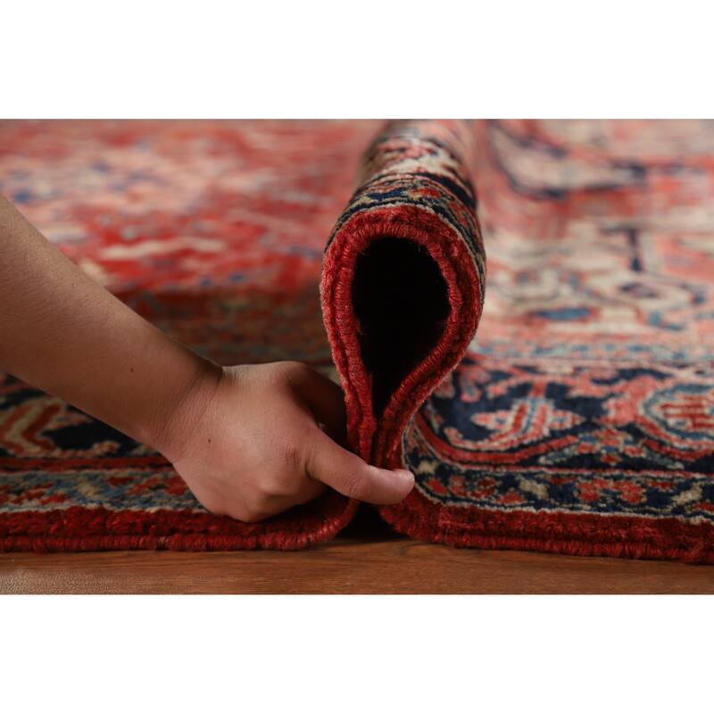 Hand Knotted Oriental 100% Wool Carpet Traditional Medallion Red Heriz (serapi) Area Rug - 11' 10'' X 8' 8''