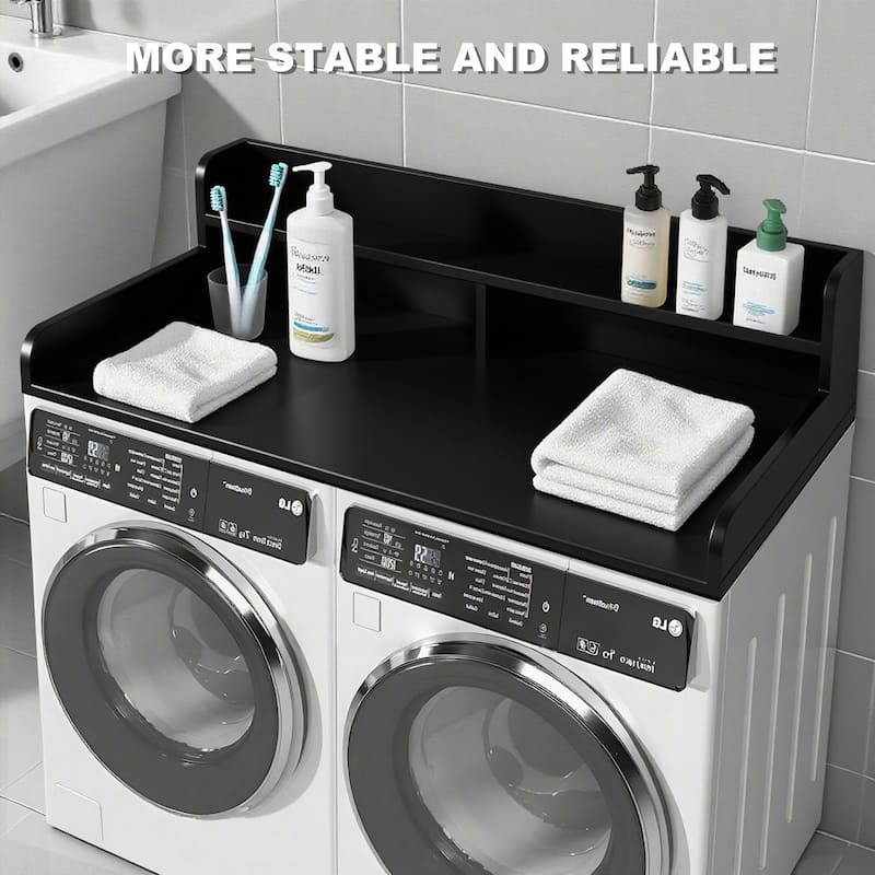 2-Tier Washer and Dryer Countertop with 2.75" H Guard, 54" W x 27.5" D Laundry Countertop Cover