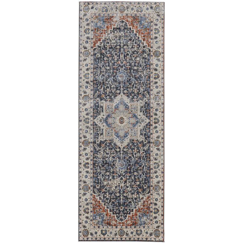 Frencess Medallion Bohemian & Eclectic Area Rug - 2'-6" x 12' - Ivory