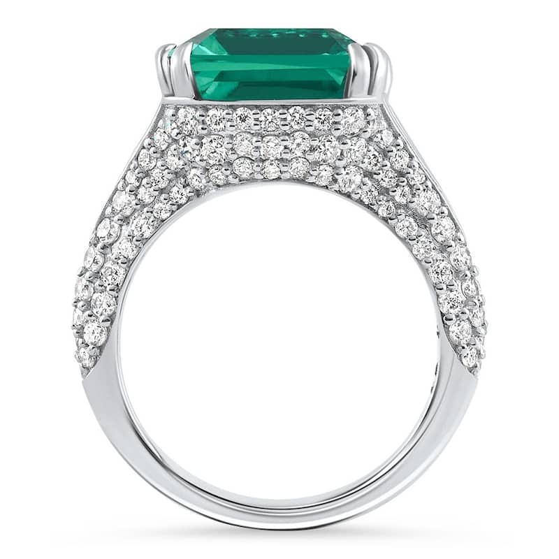 Bliss Diamond 7.10Ct Emerald Asscher Cut Diamond Ring White Gold Lab Grown
