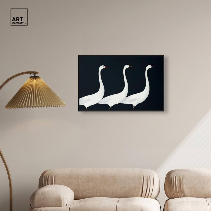 Trio of Swans Canvas by Art Remedy