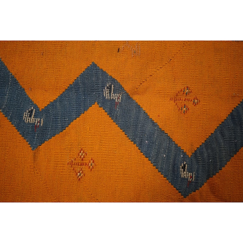 Vegetable Dye Kilim Qashqai Persian Vintage Rug Flatweave Wool Carpet - 4'8" X 6'4"