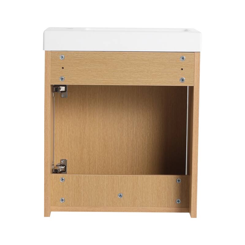 GDFStudio - Helsinki 18.5" Modern Wall-Mounted Bathroom Vanity Set with Resin Sink, Soft Closing Door & Antirust Hardware