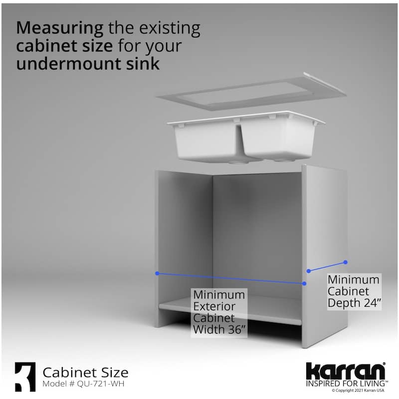 Karran USA QU-721 Quartz QU 33-1/2" Undermount Double Basin Quartz