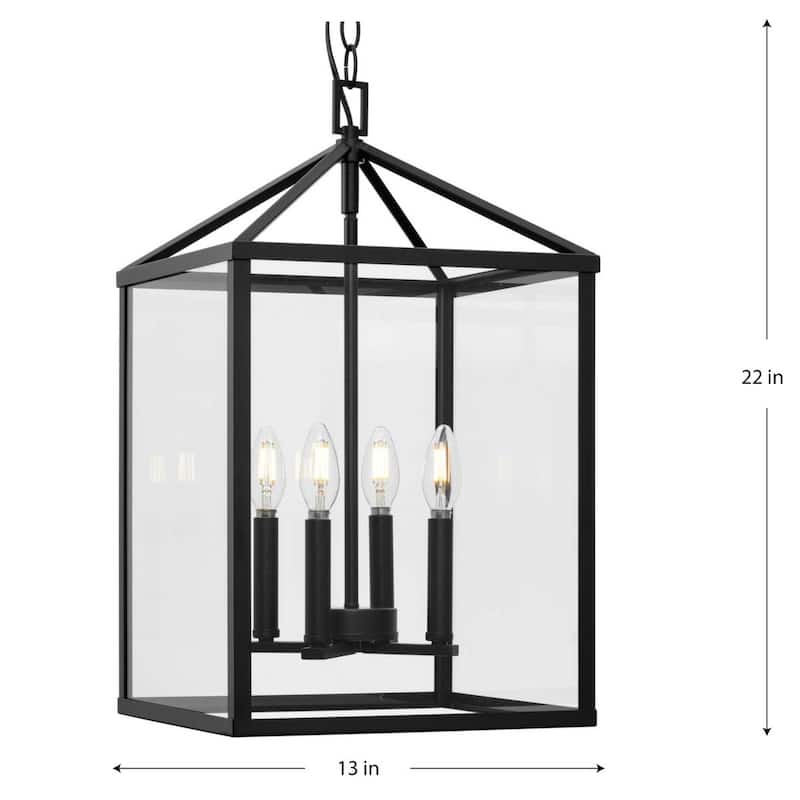 Hillcrest Collection Four-Light Matte Black Transitional Hall & Foyer Light - 13 in x 13 in x 22 in