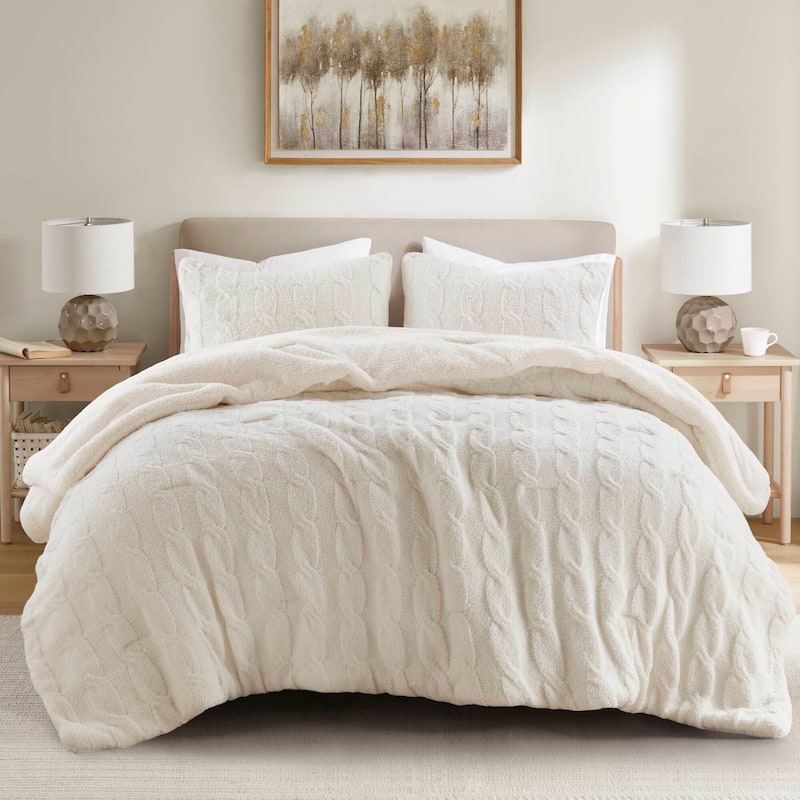 Madison Park Riordan Cable Knit Chenille Comforter Set - Twin - Ivory