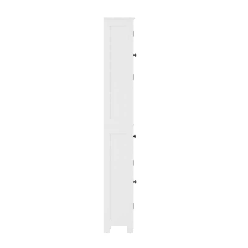 Farmhouse Freestanding Linen Tower with Shelves, Drawer, and Doors