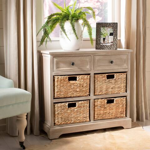 SAFAVIEH Herman White Washed 6-drawer Wicker Storage Unit - 29.9" x 13" x 27.6"